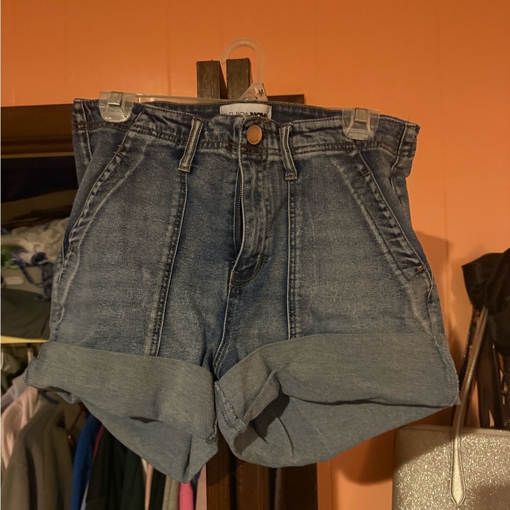 Fashion Nova Rolled Hem Blue Jean Shorts